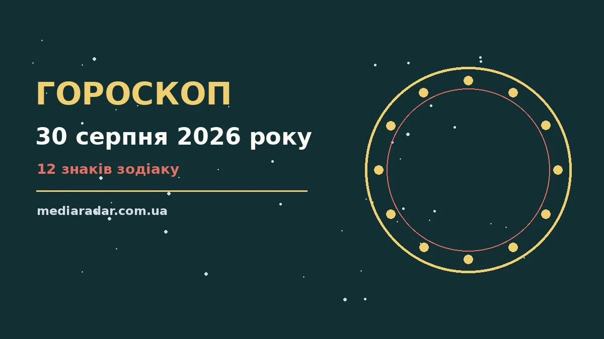 Зоряне небо над міською вечірньою панорамою як символ гороскопу на 30 серпня 2026 року