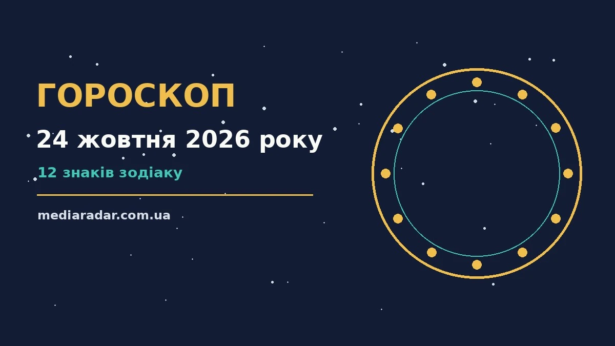 Астрологічний гороскоп на 24 жовтня 2026 року, символи знаків зодіаку на тлі осіннього пейзажу