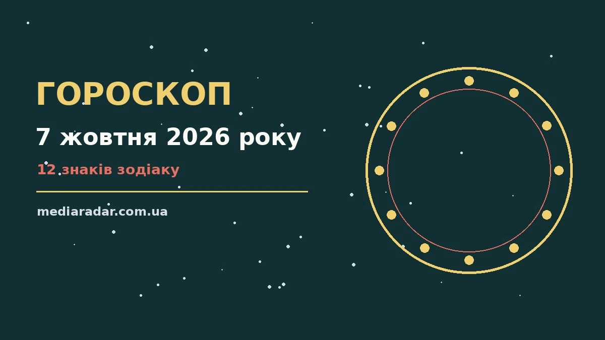 Астрологічний гороскоп на 7 жовтня 2026 року з символами знаків Зодіаку