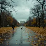 Осіння алея в Кропивницькому з опалим листям